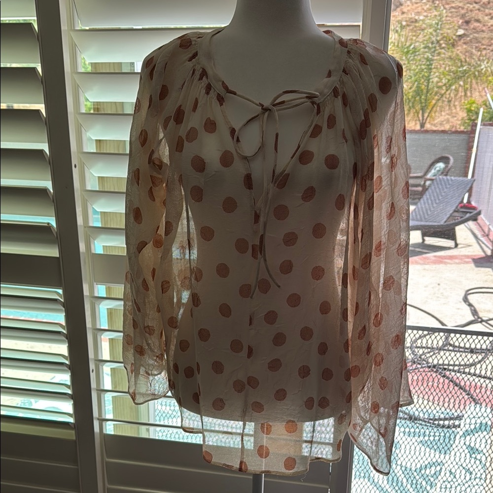 Zara Cream Sheer Tie Front Blouse